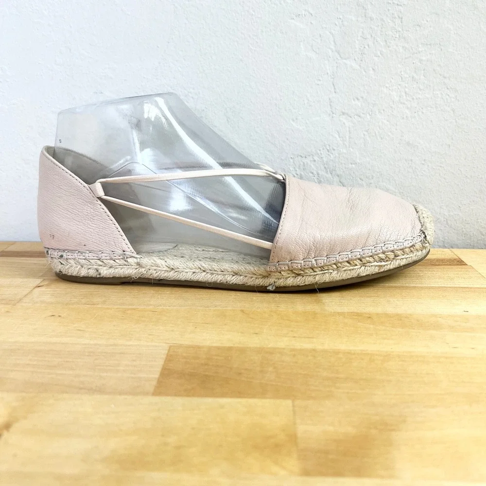 Eileen Fisher Espadrille Flats Leather Women Size 6.5 Blush Pink Strappy Slip On